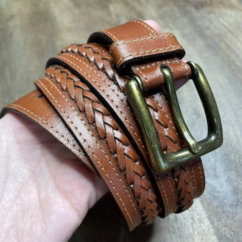 Unbranded Mens Brown Braided Genuine Leather Belt Size‎ XL Western